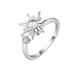 925 Sterling Silver Zircon Sunflower Spinner Rings for Women Adjustable Anti Stress Rings Fashion Party Gift 2022 New Hot Sale
