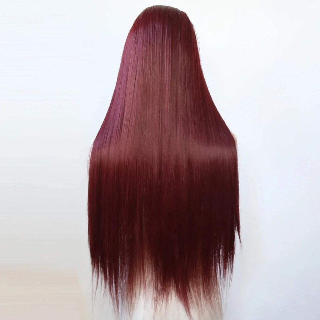 13*4 Dark Brown Synthetic Lace Front Wigs Chocolate Brown Long Straight Lace Front Wig for Women Pre Plucked Natural Hairline