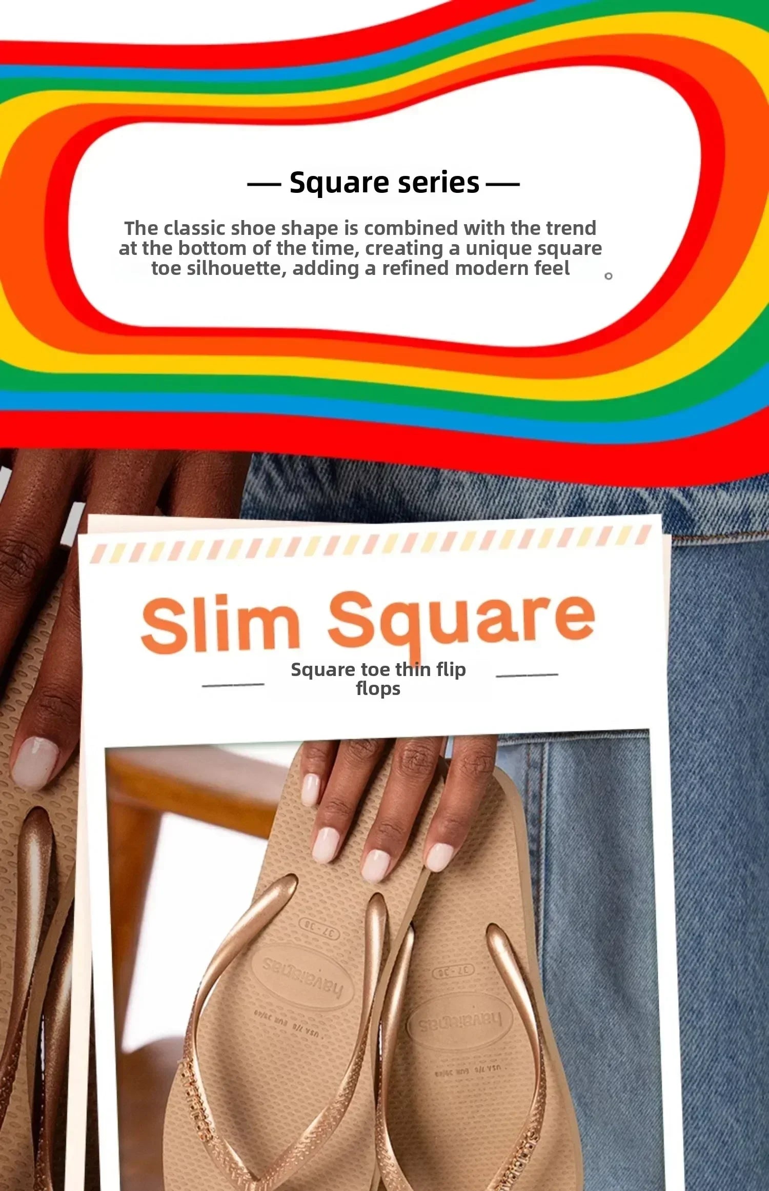 2025 Summer New Women's Square Toe Rubber Flip Flops Outdoor Beach Sandals Luxury Casual Slippers Size 35-42 Women's Shoes