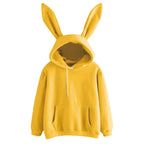 2025 autumn and winter new women's clothing Harajuku Wei hooded rabbit hoodie solid color loose casual women's top women's coat