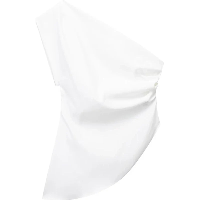 Asymmetric T-shirt New Women's Fashion Trend Spicy Girl Celebrity Temperament Off Shoulder Top