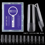 240PCs Extra Long XXL Size False Nail Tips Soft Gel Coffin Square Almond Fake Nail Tips Half Matte No Trace Traceless Nails