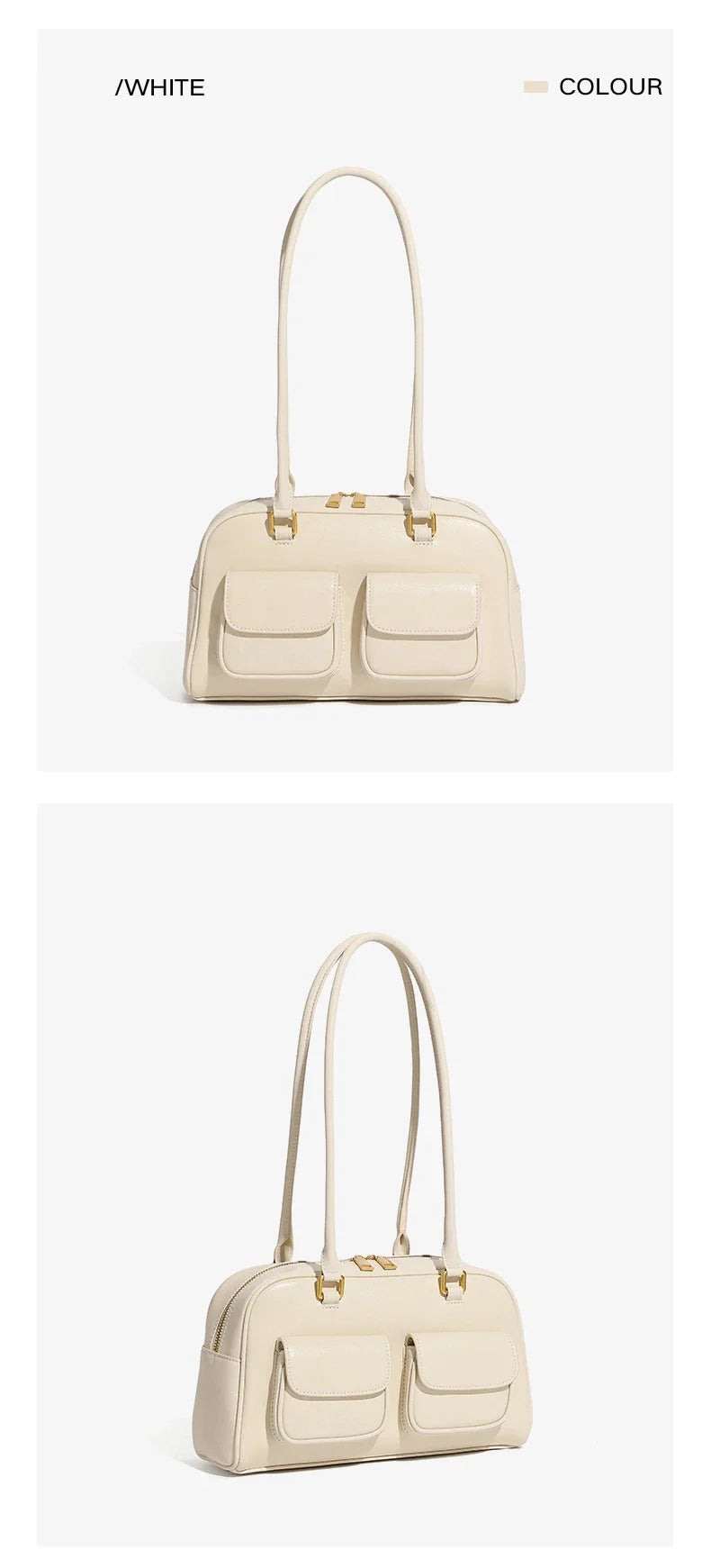 Burminsa Cowhide Genuine Leather Underarm Shoulder Bags For Women 2025 Luxury Designer Korean Bowling Tote Work Ladies Handbags