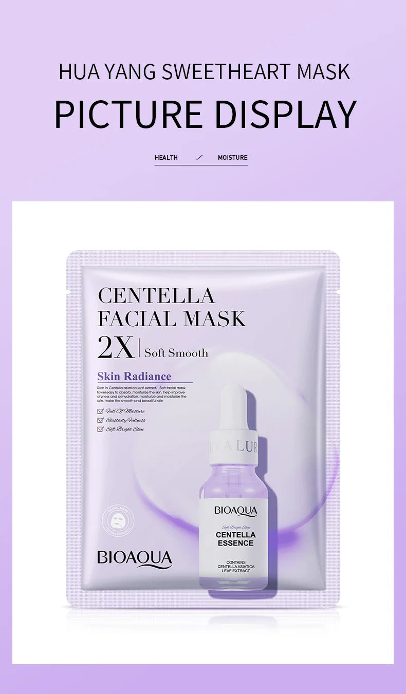 20 Pieces BIOAQUA Centella Collagen Vitamin C Facial Mask Moisturizing Refreshing Sheet Masks Hyaluronic Acid Skin Care Products