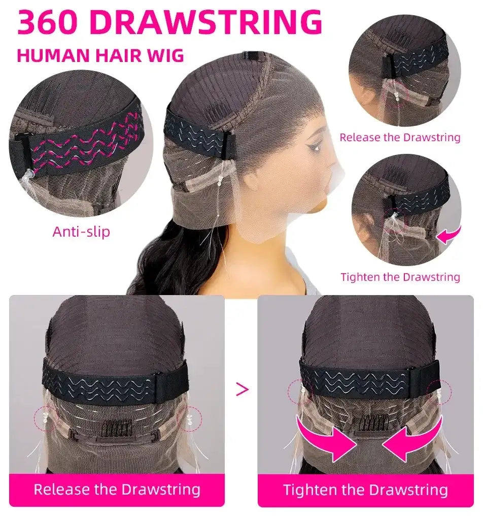 Bone Straight 13x4 Lace Frontal Wig For Women 5x5 Glueless Invisi-Drawstring Black Human Hair Wigs 360 Full Lace Wig Human Hair