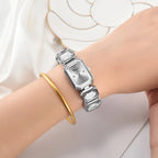 2025 New Women Watches Luxury Diamond Square Quartz Movement Stainless Steel Mesh Belt Original Gold Fashion Dress Women's Watch