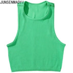 DIY Print Customize Sleeveless Vest Women's Summer High Waist Short Crop Top Fitness Running Yoga Clothes Slim Fast Dry Clothes