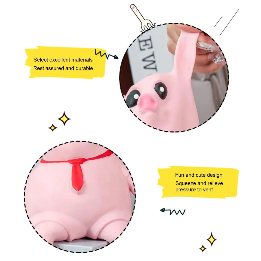 Cartoon Toy Pig Stretch Creative Sensory Toy Rebound Pig Stress Relief Toy Funny Squeeze Soft Pig Toy for Girls Boys