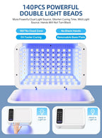 140 Beads Professional UV LED Nail Lamp For Nails 480W Fast Curing Gel Polish Lamp With LCD Display Screen Smart Sensor