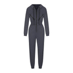 Autumn Women's Monochrome Long-Sleeved Jumpsuit Solid Color Zip-up Sportswear Female Winter Casual Tracksuit Fashionable Hoodies