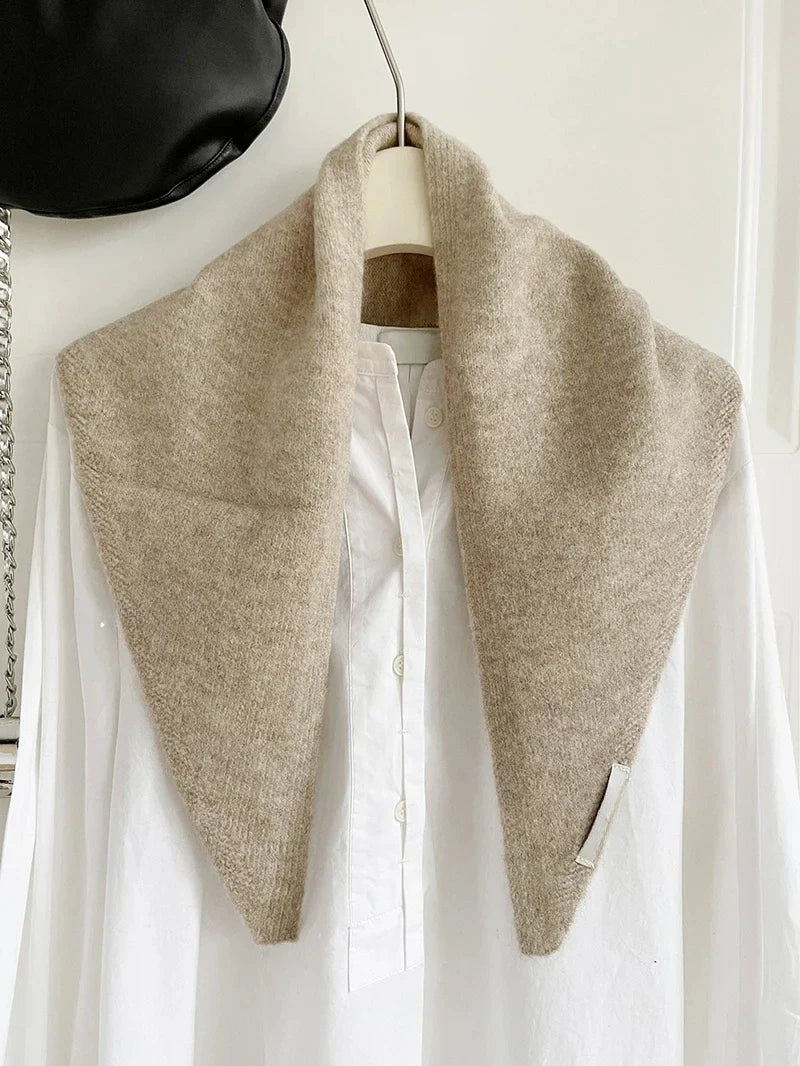British Korean Style Niche Wool Knitted Triangular Scarf Women Headscarf Knitted Scarf Multi-functional Warm Knitted Scarf