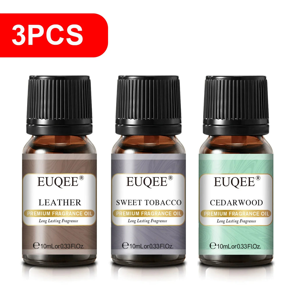 EUQEE 10ML Men's Fragrance Oil For Car Diffuser,Making Candle Leather Forest Pine Coffee Cake Cedarwood Bay Rum 1pcs/3pcs/6pcs