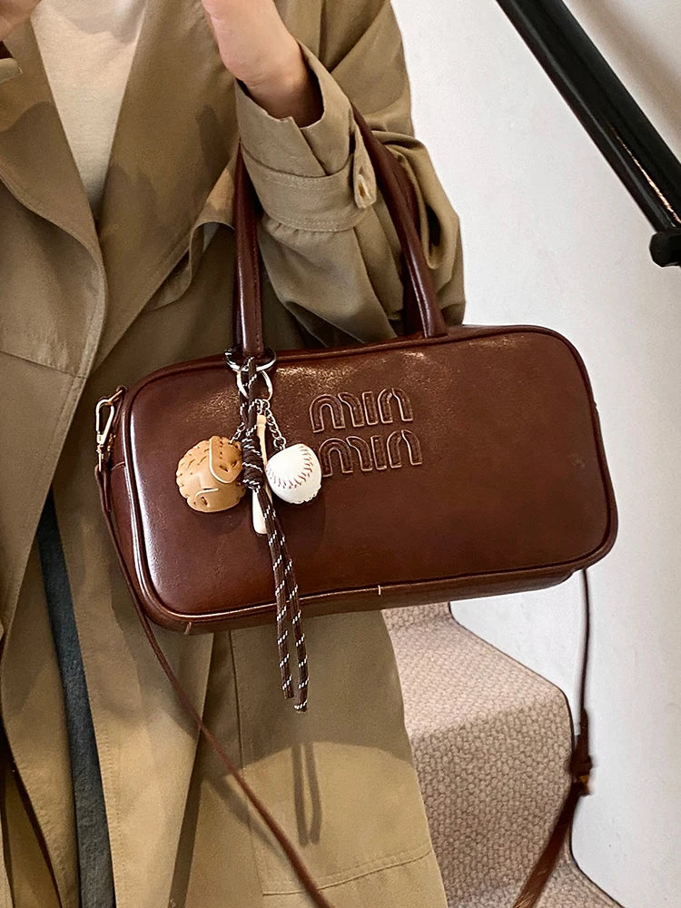 2025 new high-end luxury designer Boston handbag female niche retro fashion all-match pillow bag shoulder messenger bag trend