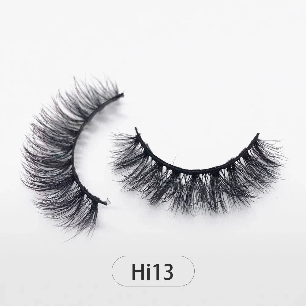 Dropshipping Reuseable Natural Long 12-15mm 3D Faux Mink Lashes Fluffy Volume False Eyelashes Cruelty Free Wispy Makeup Lashes