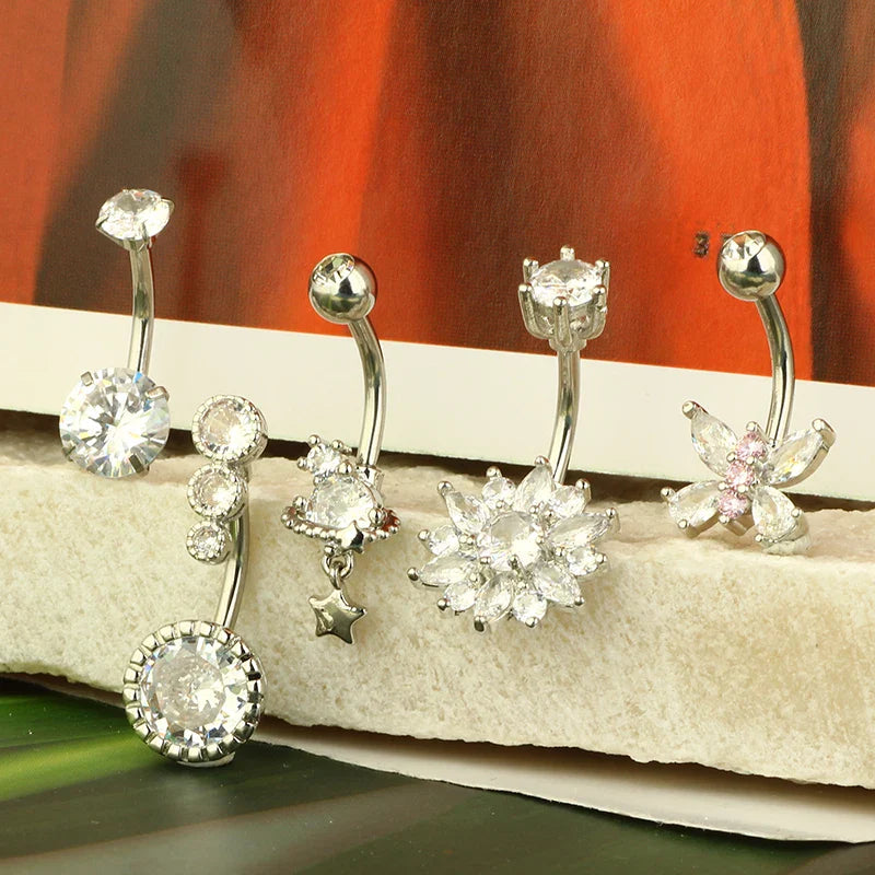 5PCS Cute Dangle Belly Ring Pack 14G Navel Piercing Bulk Sexy Belly Ring Set Belly Button Ring Lot Pircing Ombligo Jewelry