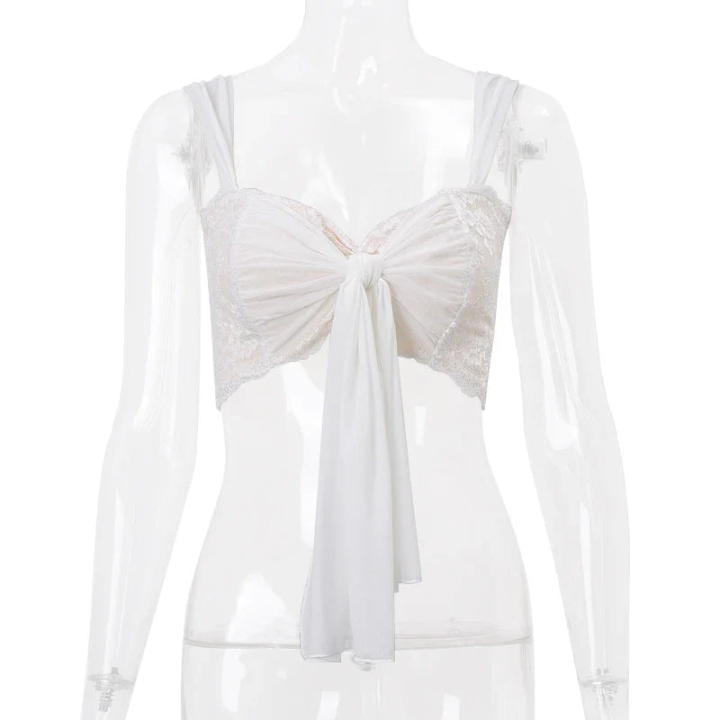 Candyhot Sexy Mesh Perspective Crop Tops Summer Y2K Lace Low cut Slim Strap Top High Street Fashion Nightclub Top Women's Wear