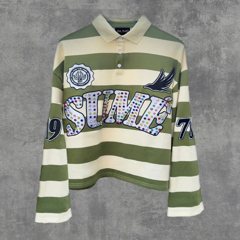 Couple summer washing fashion rhinestone striped two-piece set of denim shorts original color casual printing five-point pants