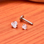 1/10PCS ASTM F136 Titanium 16G Heart CZ Threaded Labret 3mm/4mm CZ Cartilage Tragus Helix Nose Stud Piercing Jewelry