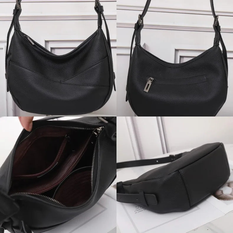 2025 Top-Grain Leather Crossbody Bag for Women Spacious Convertible Shoulder Purse, Commuter Organizer Fits Laptop