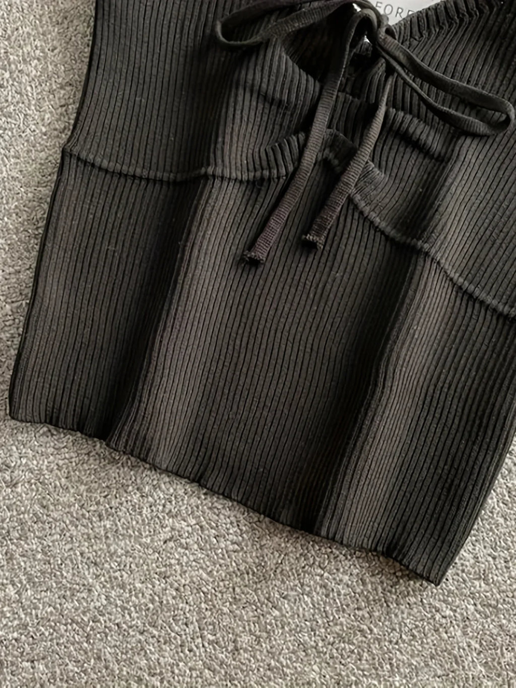 2024 Solid Color Ribbed Knotted Tank Top Casual Round Neck Tank Top For Spring & Summer Women's Clothing Knit Crop Top