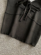 2024 Solid Color Ribbed Knotted Tank Top Casual Round Neck Tank Top For Spring & Summer Women's Clothing Knit Crop Top