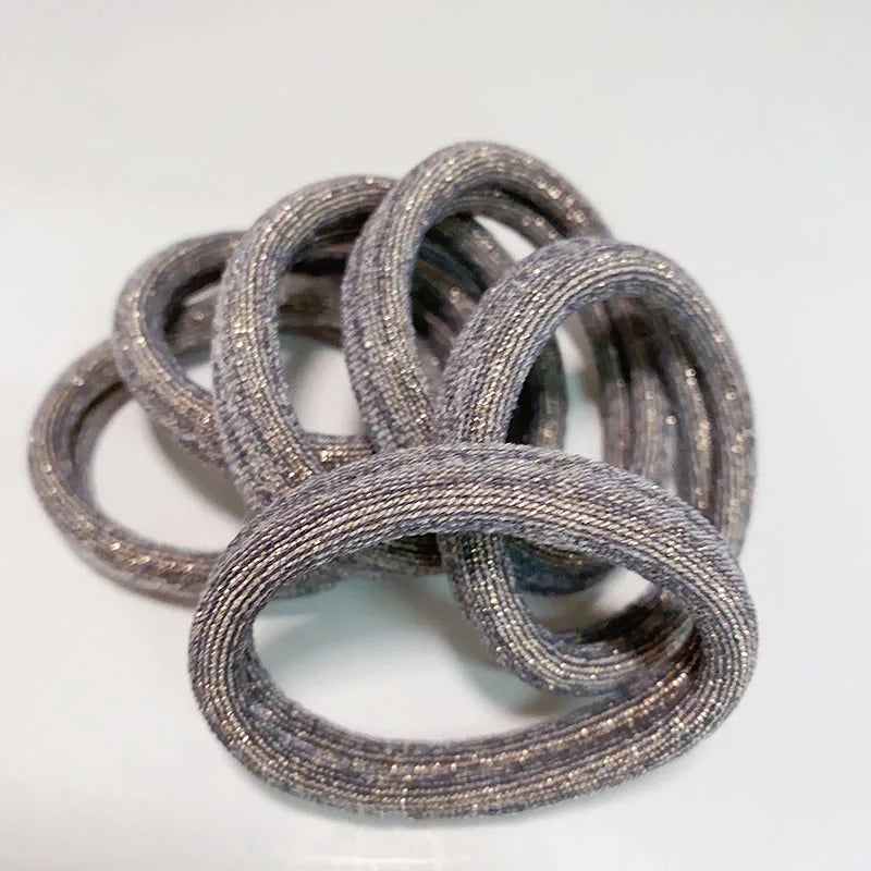 6PCS Women Glitter Hair Scrunchies Girls Elastic Hair Rubber Bands Hair Holder/Gum Hair Accessories Ponytail Hair Holders