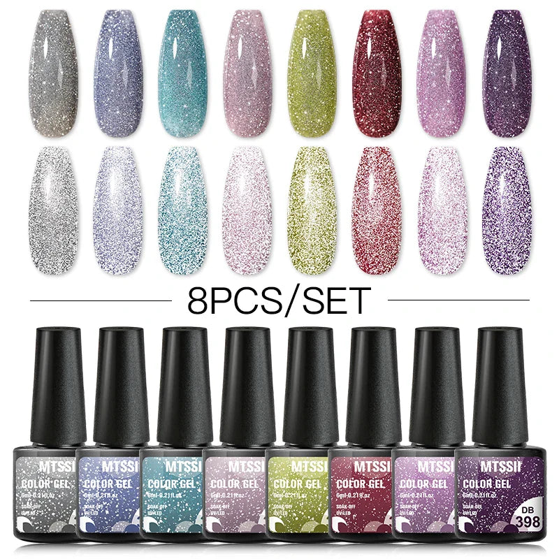 10PCS/Set Gel Nail Polish Set 125 Colors Glitter Semi Permanent Hybrid Gel Varnishes Base Top Coat Soak Off UV LED Nail Art Gel