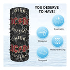 Custom Black AC DC Logo Camouflage Heavy Metal Band Bandana Neck Warmer Women Men Winter Hiking Ski Scarf Gaiter  Face Cover