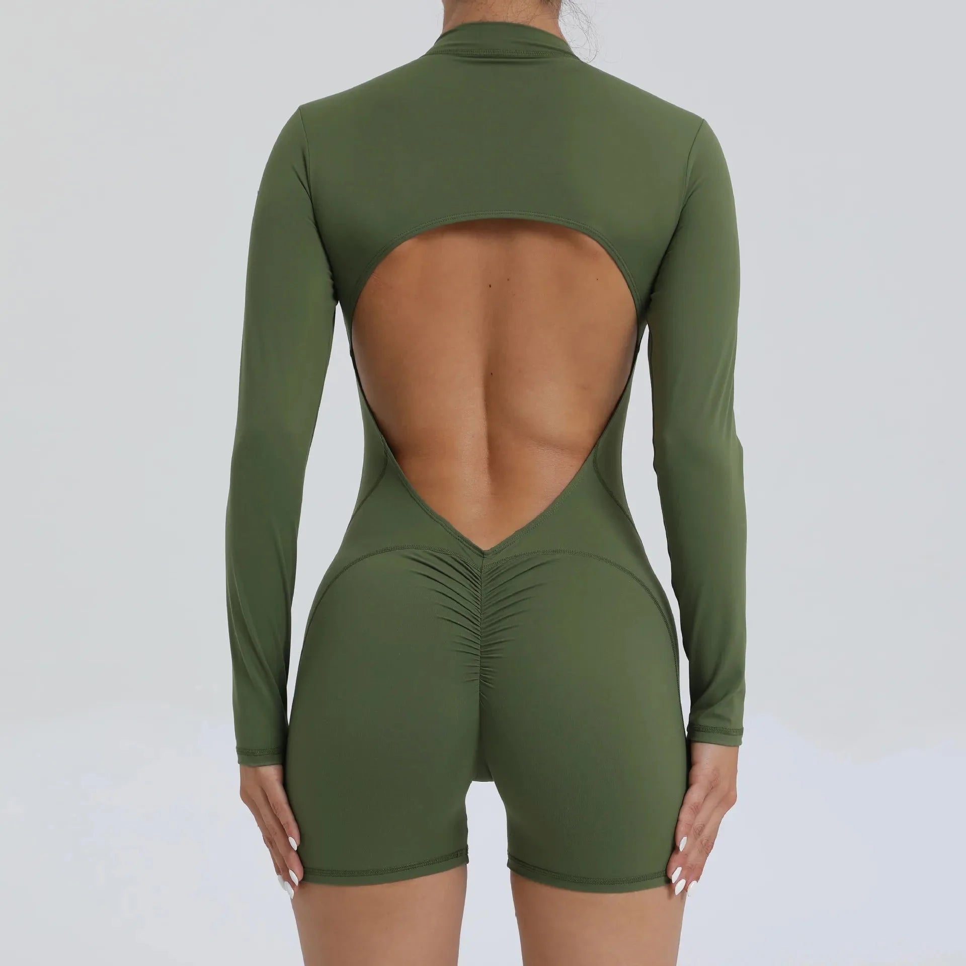 2025 Pad Zipper Long Sleeve Yoga Set Women One Piece Jumpsuit Gym Workout Shorts Fitness Bodysuit Sports Athletic Suit XP358