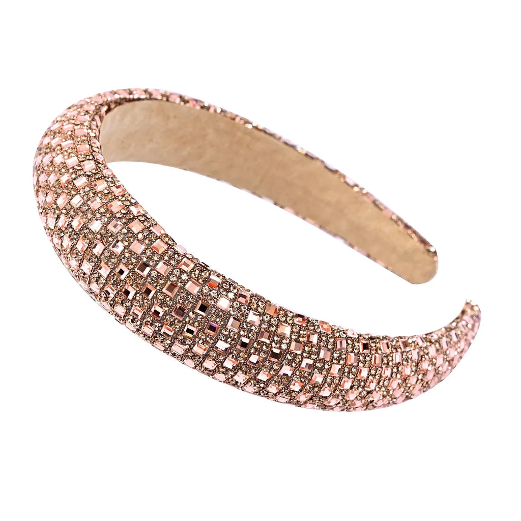 Colorful Baroque Head Hoop Luxury Women Full Crystal Rhinestones Sponge Padded Headband for Lady Girls Diamond Wide Headband