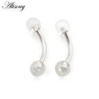 Alisouy 2PCS 14G Stainess Steel 5mm Stone Ball Eyebrow Curved Barbell Lip Ring Snug Daith Helix Earrings Body Piercing Jewelry