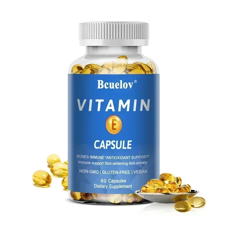 Bcuelov Vitamin E Softgels, Antioxidant Supplements, Easily Absorbed - Supports Skin, Heart & Immune Health Capsules, Non-GMO
