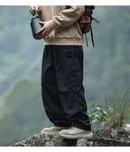 Autumn Cargo Pants Men 2024 100% Nylon Safari Style Solid Double Side Pockets Men Pants Outdoors Tourism Men Clothes