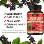 Elderberry Capsules - Rich in Vitamins - Supports Antioxidant, Immune System Health, Non-GMO,Dietary Supplement