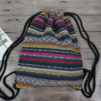 2025 Women Fabric Backpack Female Gypsy Bohemian Boho Chic Aztec Ibiza Tribal Ethnic Cottage Soft Brown Drawstring Rucksack Bags