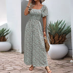 Bohemian Vacation Holiday Jumpsuit Women Pleated Wide Leg Rompers Chiffon Print Ethnic Playsuit Summer Casual Jumpsuits