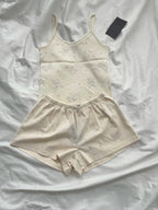 Blue Striped Tank Shorts Pajama Set Women Summer Sleeveless Crop Top+Elastic Waist Straight Short Pant Cotton Home 2 Piece Sets