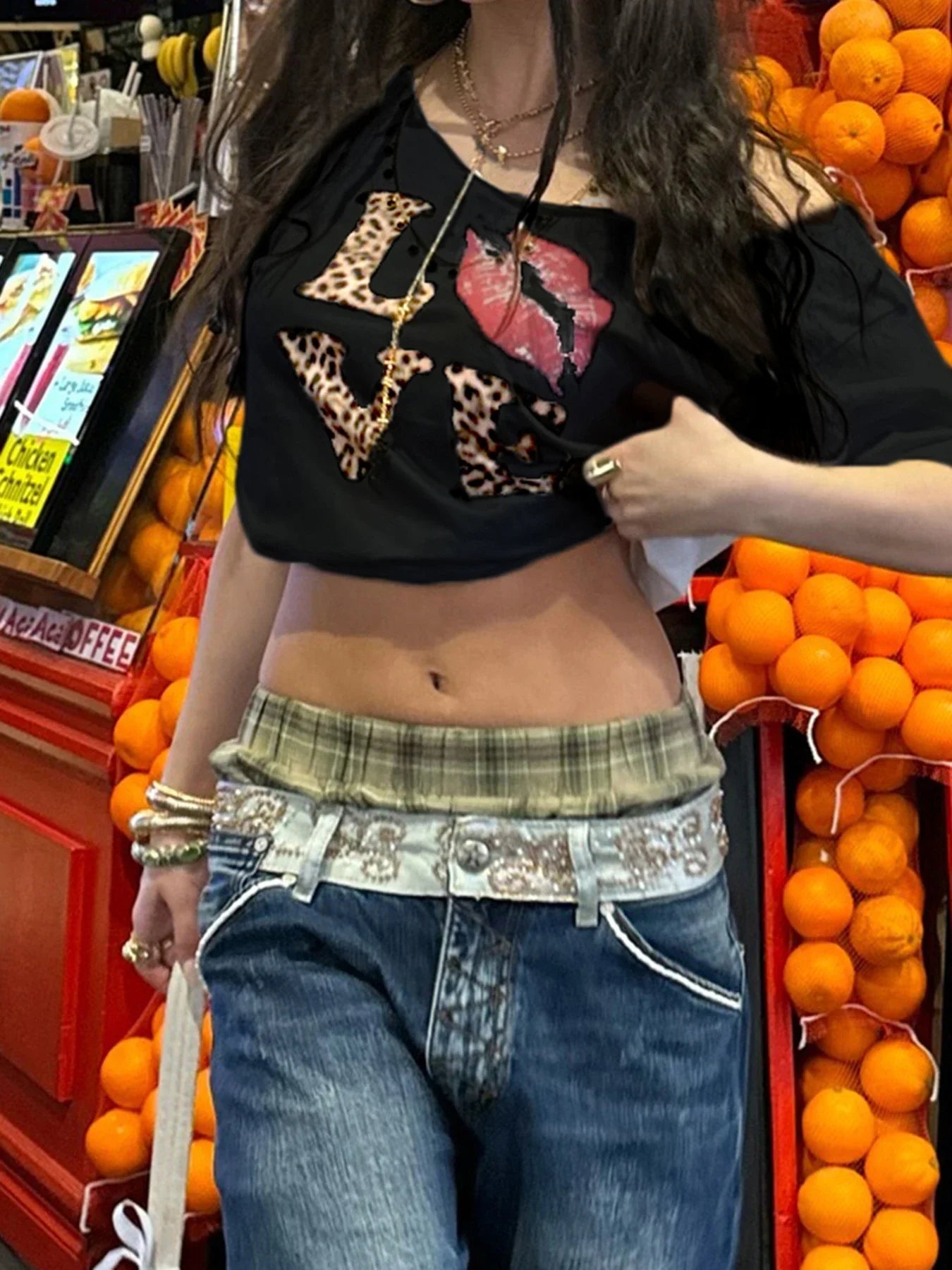 Cuteandpsycho Casual Sexy Crewneck Cropped Tops Slim Streetwear Summer Elastic Vintage Tees Short Sleeved Y2k Punk Clothings