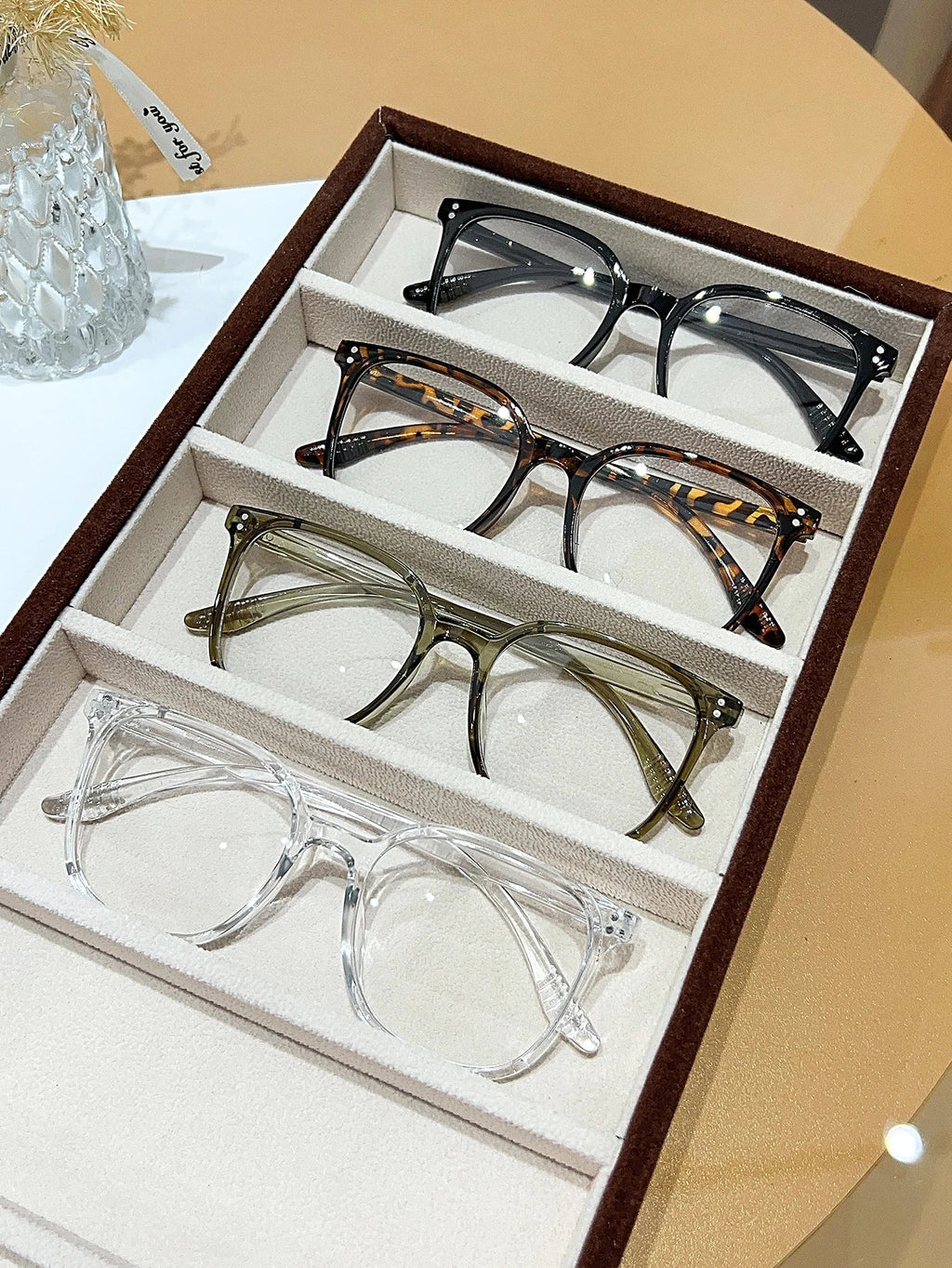 1Pc/3Pcs/4Pcs/6Pcs European and American Classic Popular Square Frame Glasses Set Men's and Women's Fashion Glasses
