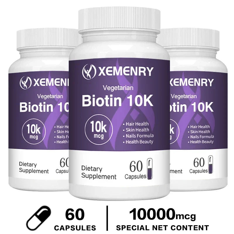 Biotin 10,000mcg - with Coconut Oil Vitamin for Hair Growth, Natural Hair, Skin and Nails - Non-GMO