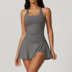 Custom LOGO women's beautiful back tight yoga set quick-drying high waist hip lift running fitness sports skirt 2-piece set