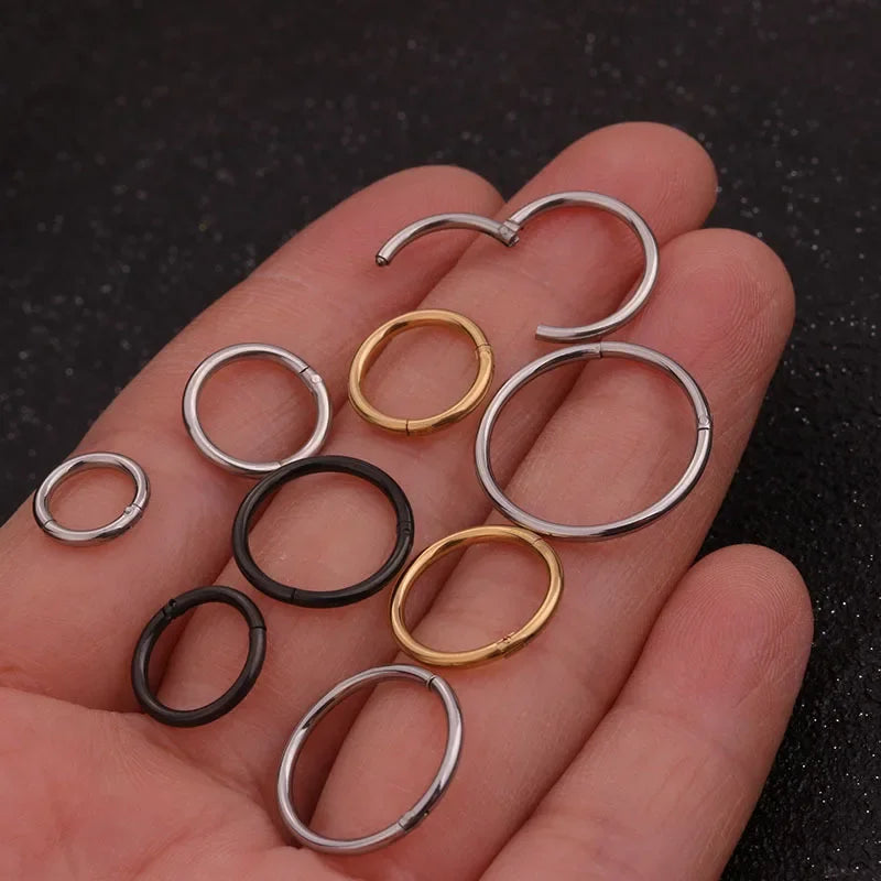 1PC Stainless Steel Simple Classic Round Circle Hoop Earrings For Women Men Punk Smooth 6-16mm Huggie Earring Piercing Jewelry