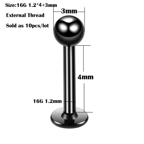10Pcs/20Pcs/50Pcs G23 Titanium Labret Piercing Internal & External Design Lip Piercing Labret Stud Cartilage Helix Piercing