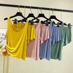 Casual Pyjama Pour Femme Summer Modal Tank Top Shorts Two-Piece Set Round Neck Sleeveless Home Wear Clothes Women Pajamas Suit