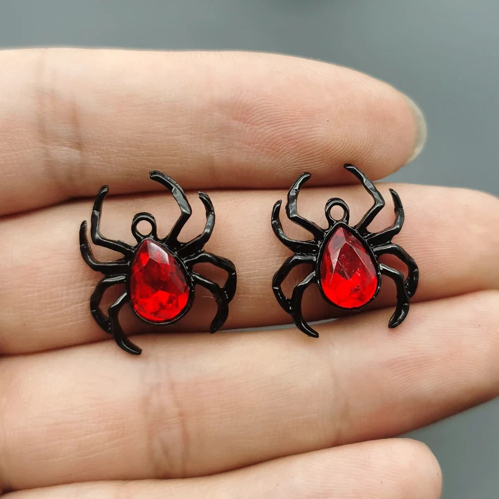 10pcs Blood Red Spider Pendant Gothic Tarantula Pendant, Wiccan, Witchy, Creepy Cute, Halloween,Handcrafted Jewelry Accessories