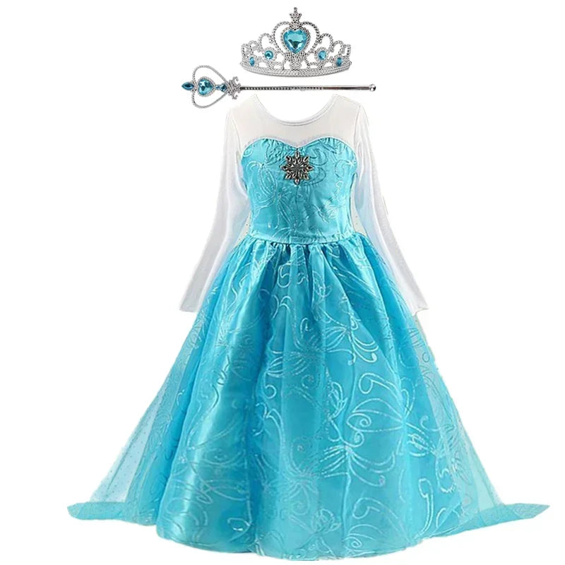 Elsa Dress for Girls 3-10Y Birthday Role Elsa Princess Dress For Kids Halloween 2024 Carnival Easter Party Cosplay Girls Costume