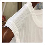 1pcs Summer New Fashion Knitted Vests O-neck Sleeveless Casual Thin Tops
