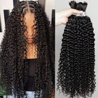 100% Human Hair Bulk for Braiding 1 Bundle Jerry Curly Natural Black Indian Remy Human Boho Braiding Hair Bulk Extensions Bobbi