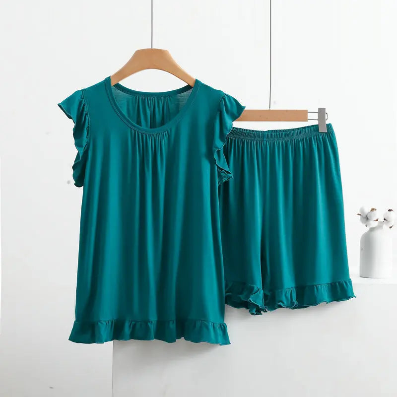 3XL-8XL Women's Pajama Sets New Plus Size Lounge Wear Modal Sleeveless Shirt Shorts Suit Sleepwear Home Clothes Ladies Pijamas