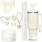 9pcs Accessories for Stanley 40oz Tumbler Cup Spill Proof Stopper 10mm Straw Cover Cap Silicone Boot Charm Chain Straw and Brush